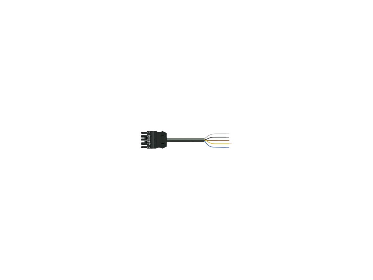 Anschlussleitung MIDI 5×2.5mm² 20A 400V 1m Cod.A Buchse-freie Ende schwarz Cca