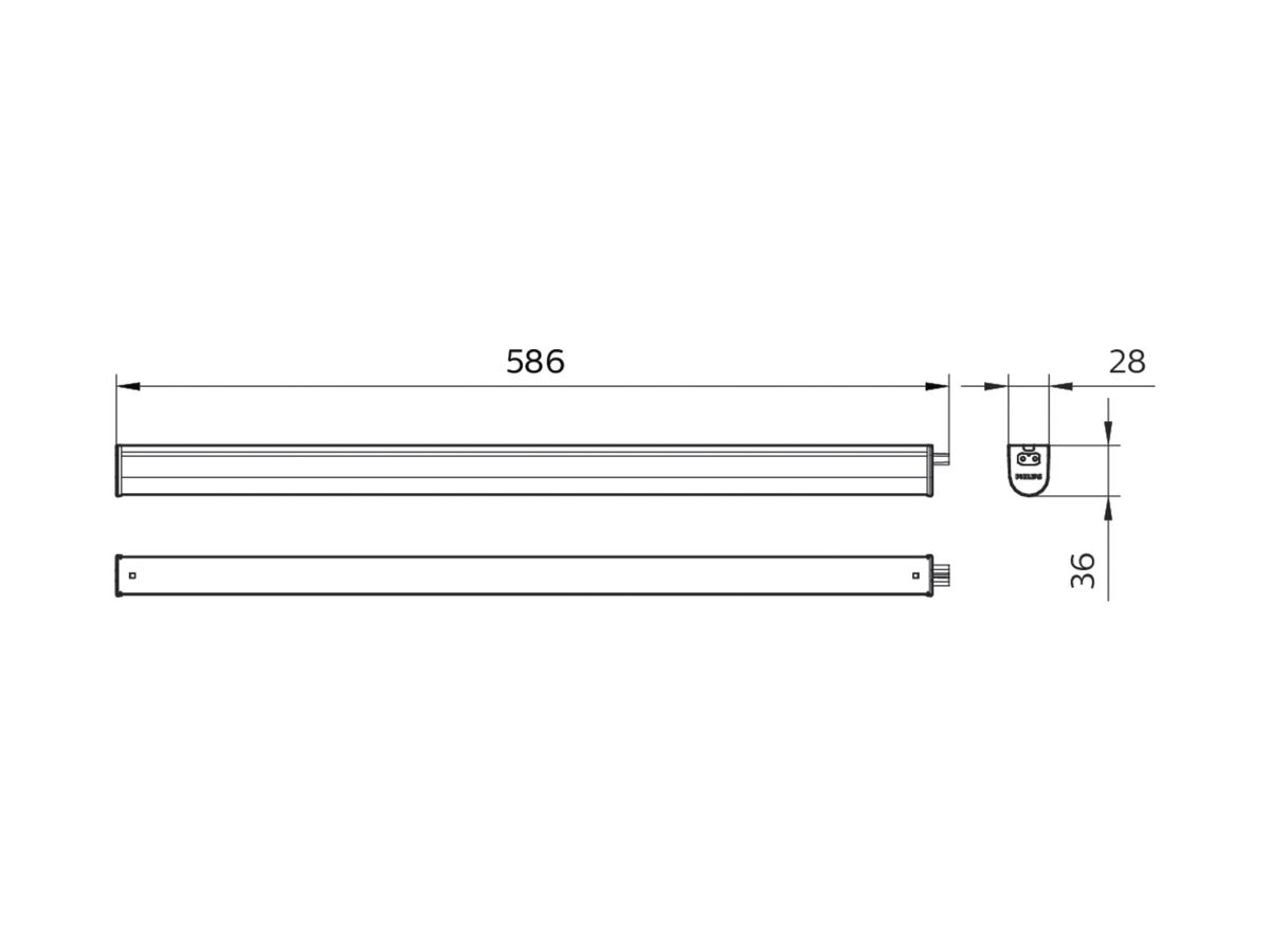 LED-Lichtleiste Ledinaire BN021C LED10S, 10W, 960lm, 830, 600mm, 170°