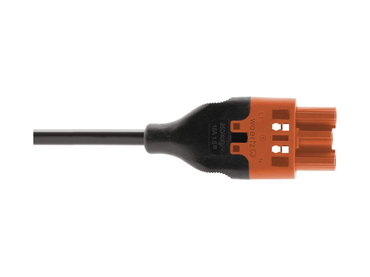 Anschlussleitung Woertz, Stecker 3L C3, 5m, halogenfrei, freies Ende, Cca