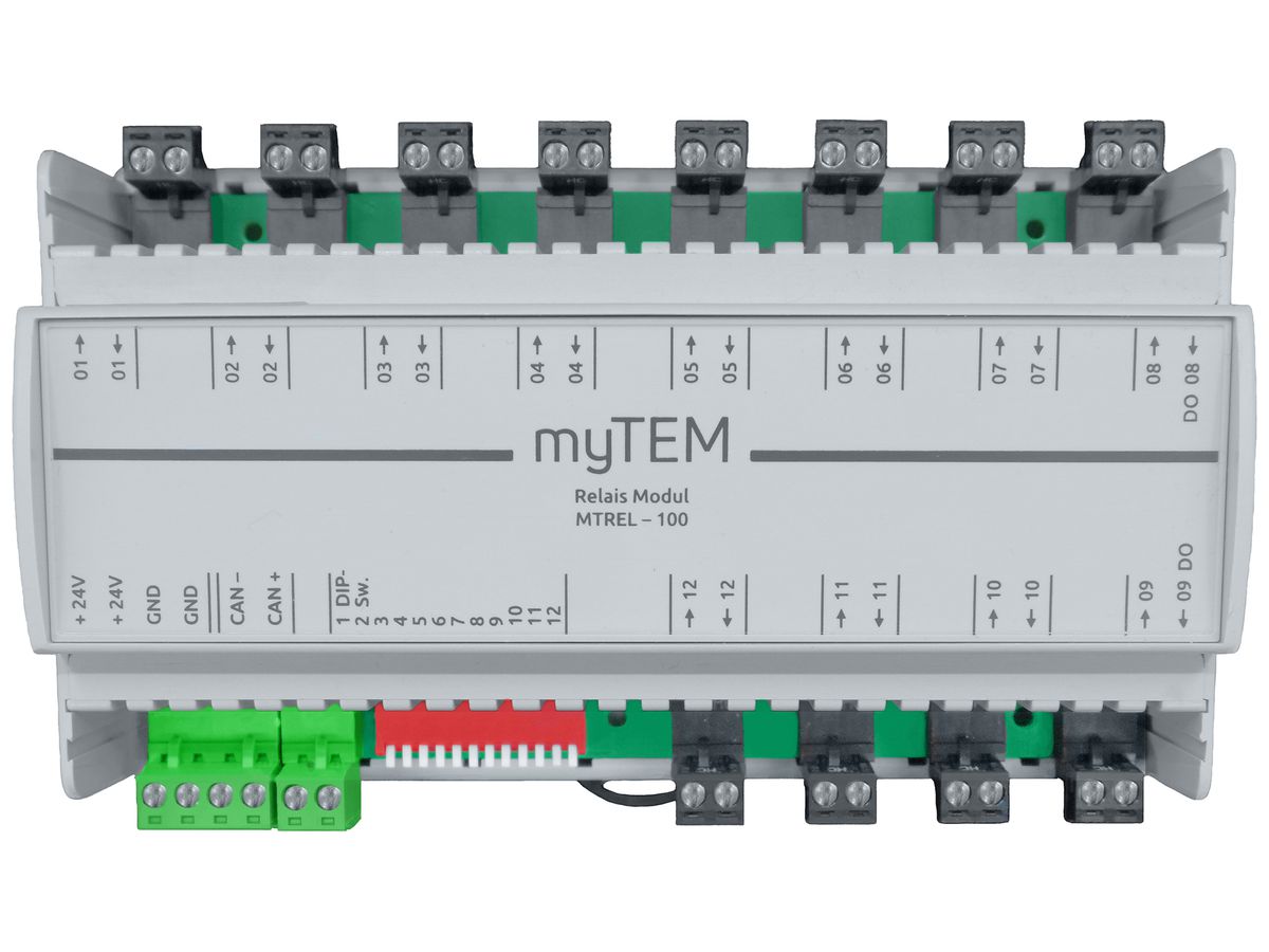 REG-Schaltaktor myTEM MTREL-100 24VDC 12×16A (max. 48A) CAN