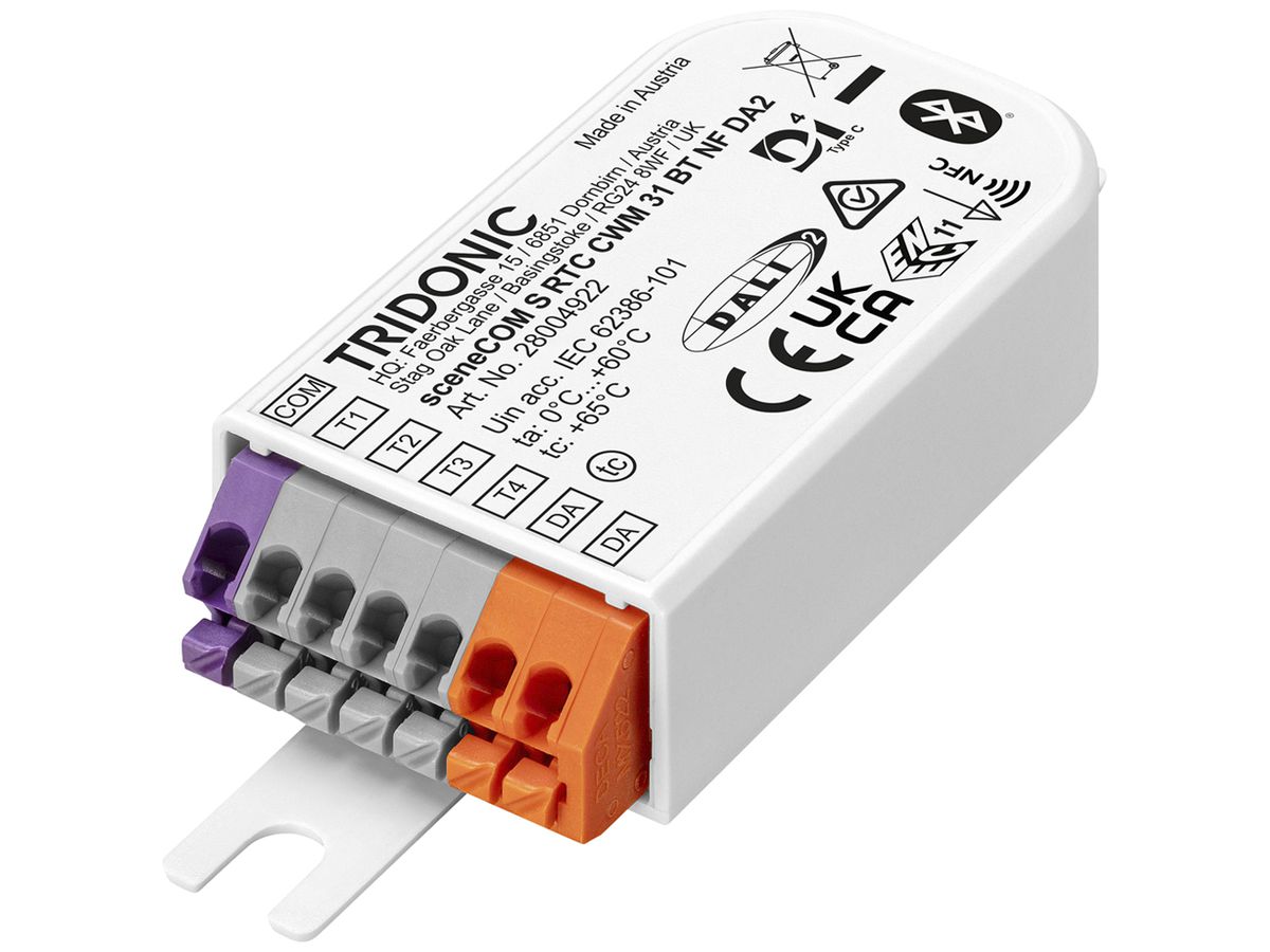 Steuergerät Tridonic sceneCOM S RTC DALI-2 Bluetooth 80.7×15.3×30mm