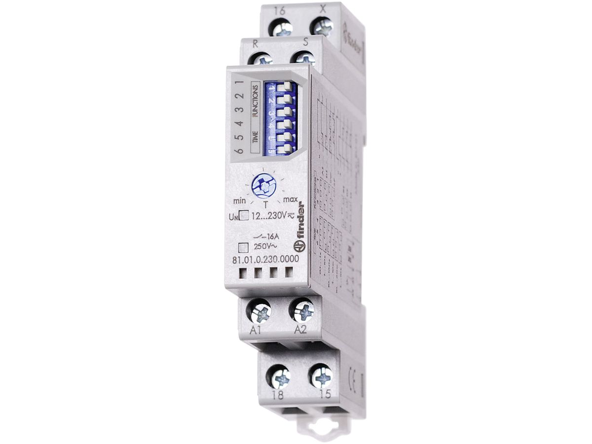 REG-Zeitrelais Finder 81.01, 1W 16A 12…230VAC/DC Multifunktion