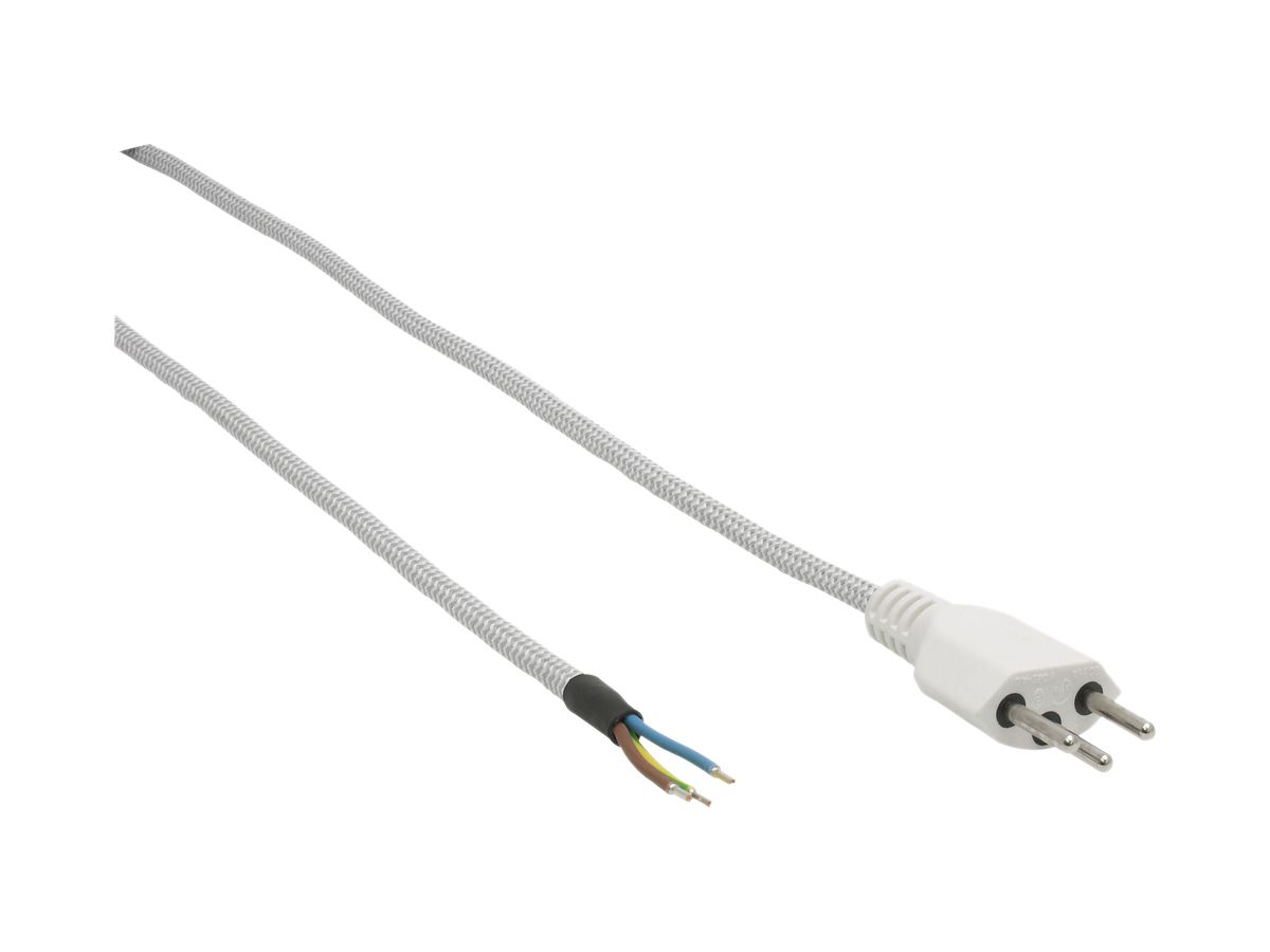 Apparatekabel GrB 3×0.75mm² 3m weiss/gu Stecker T12
