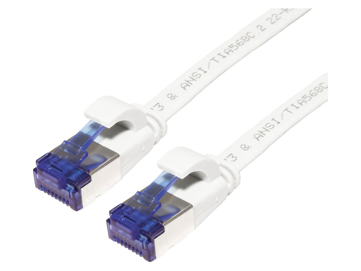 Patchkabel RJ45 VALUE Kat.6A U/FTP AWG32 PVC flach weiss 2m