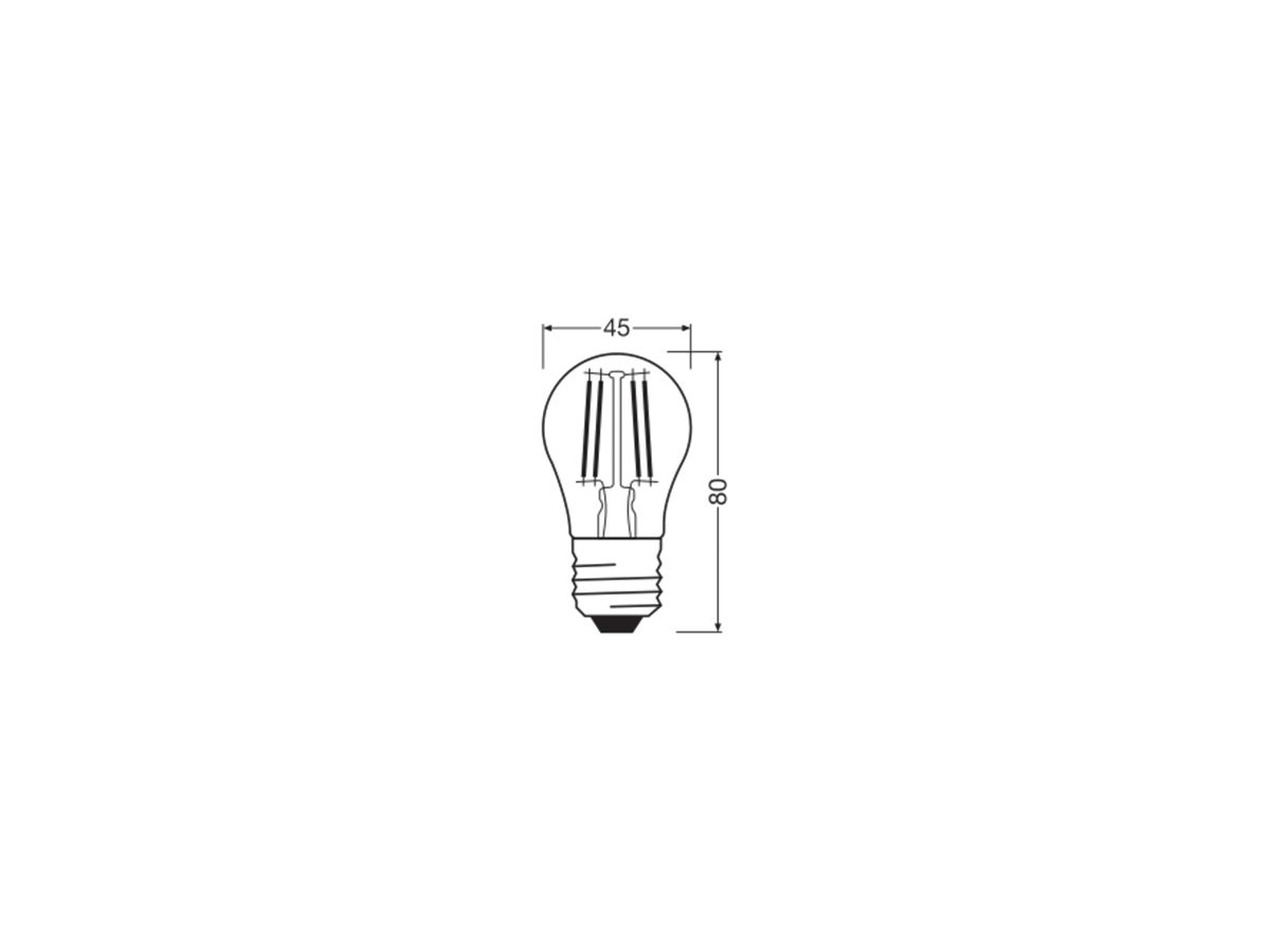 LED-Lampe LEDVANCE CLASSIC P E27 3.4W 470lm 827 DIM klar Ø45×80mm