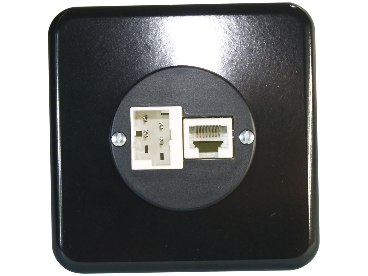 UP-Anschlussdose 1×TT,1×RJ45/u 4P schwarz ITplus Standard 43mm ITM