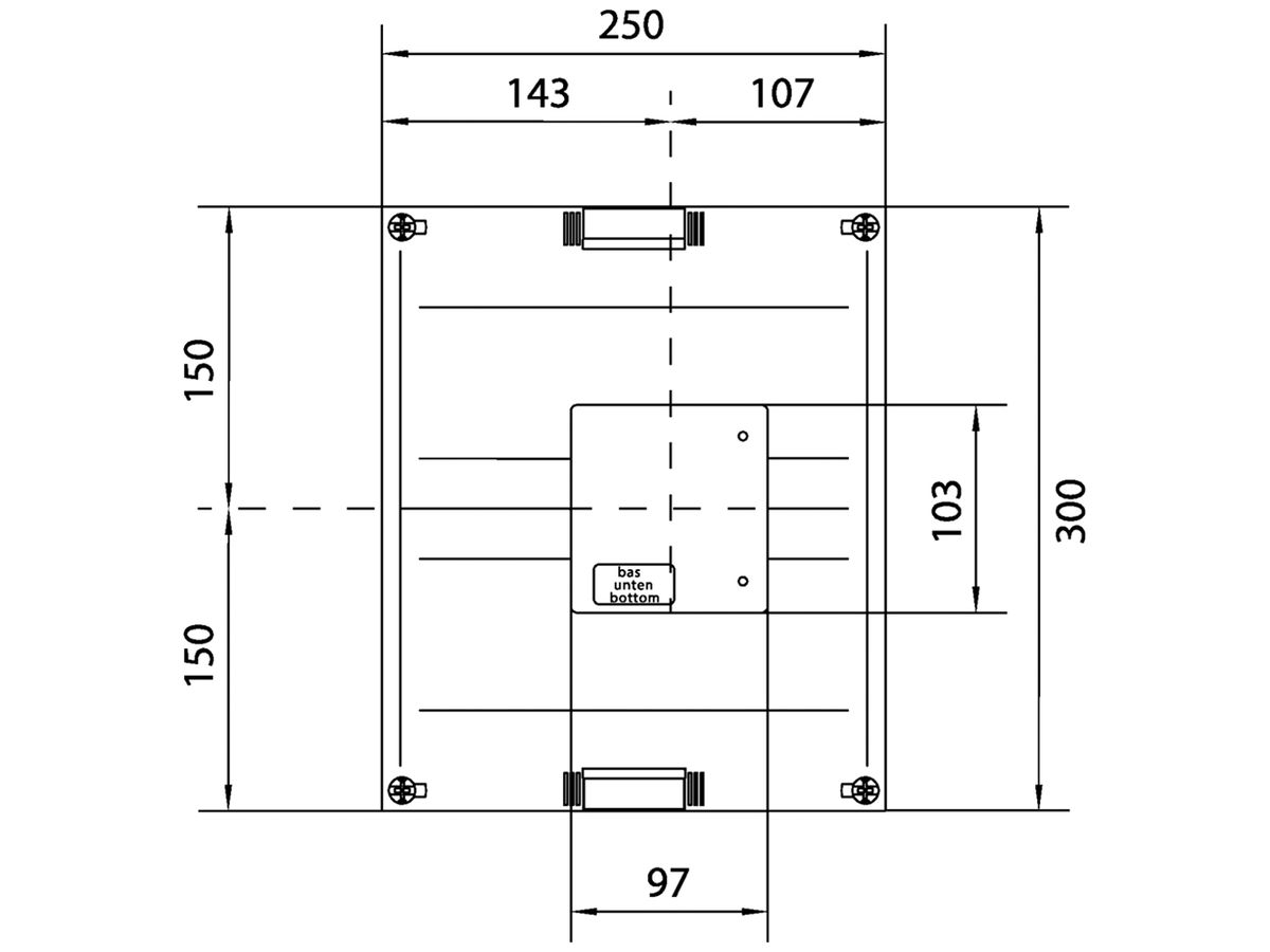 Baustein Hager univers N 300×250mm für Leistungsschalter H3+P250