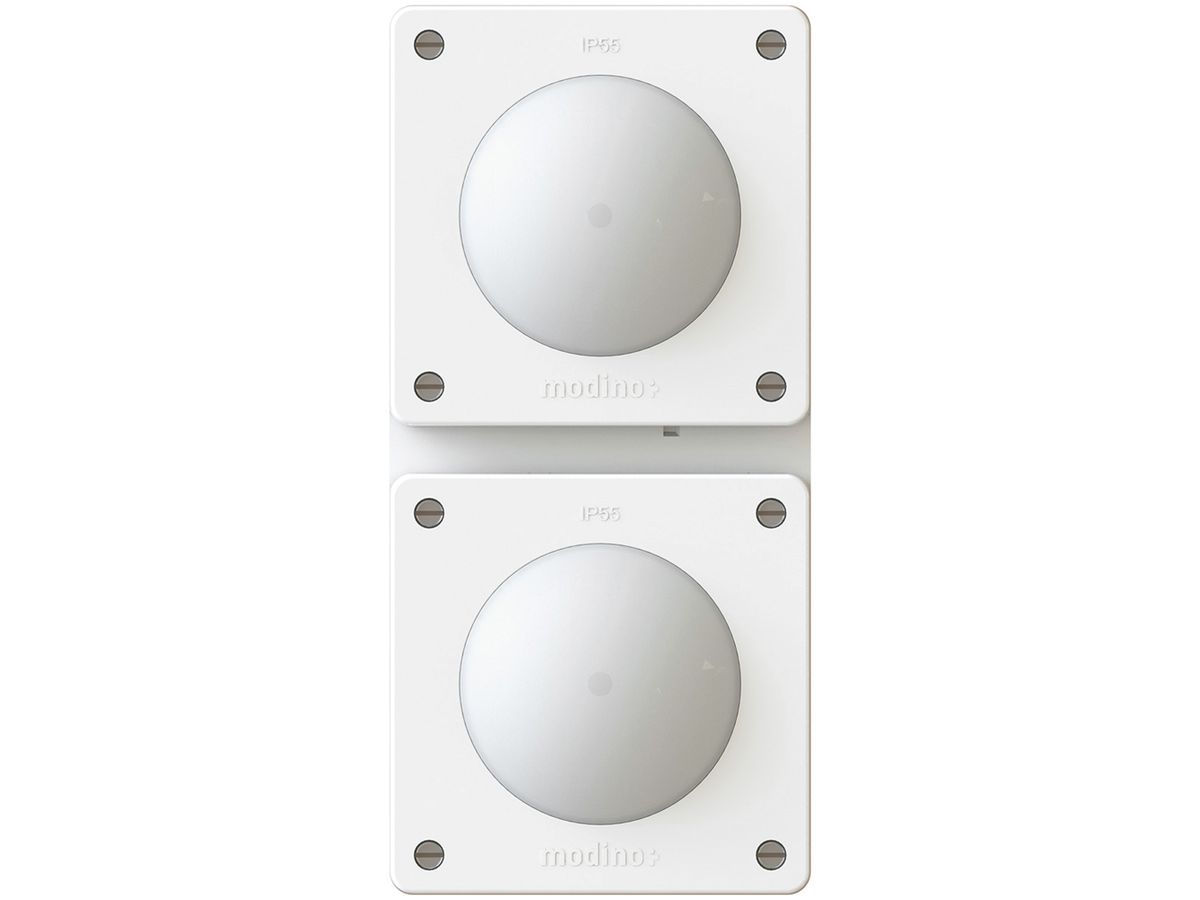 UP-Kombination EXO 2×1, 2×Druckschalter S3 beleuchtet, IP55, weiss