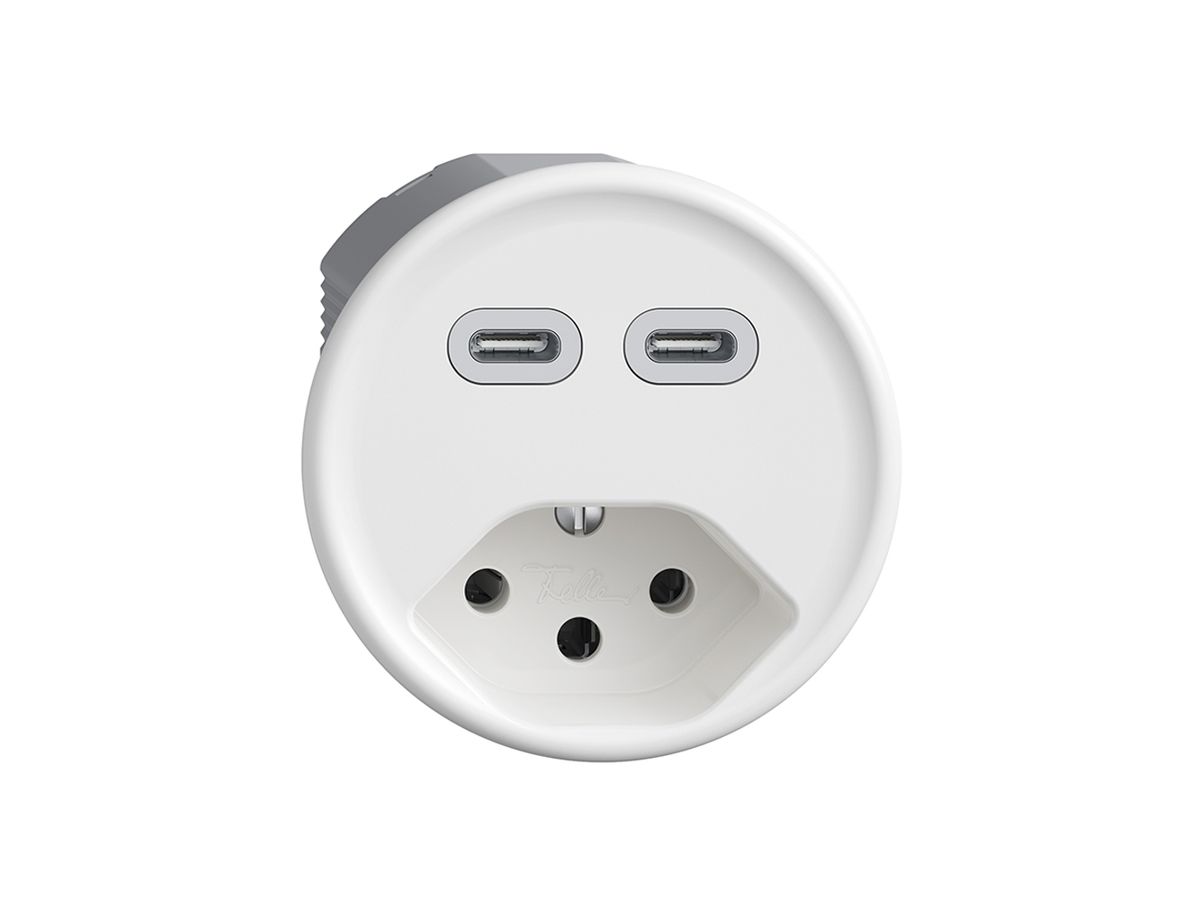 Steckdose USB 2×Typ C + Typ 13 Feller STANDARDdue Q 230V 3000mA weiss