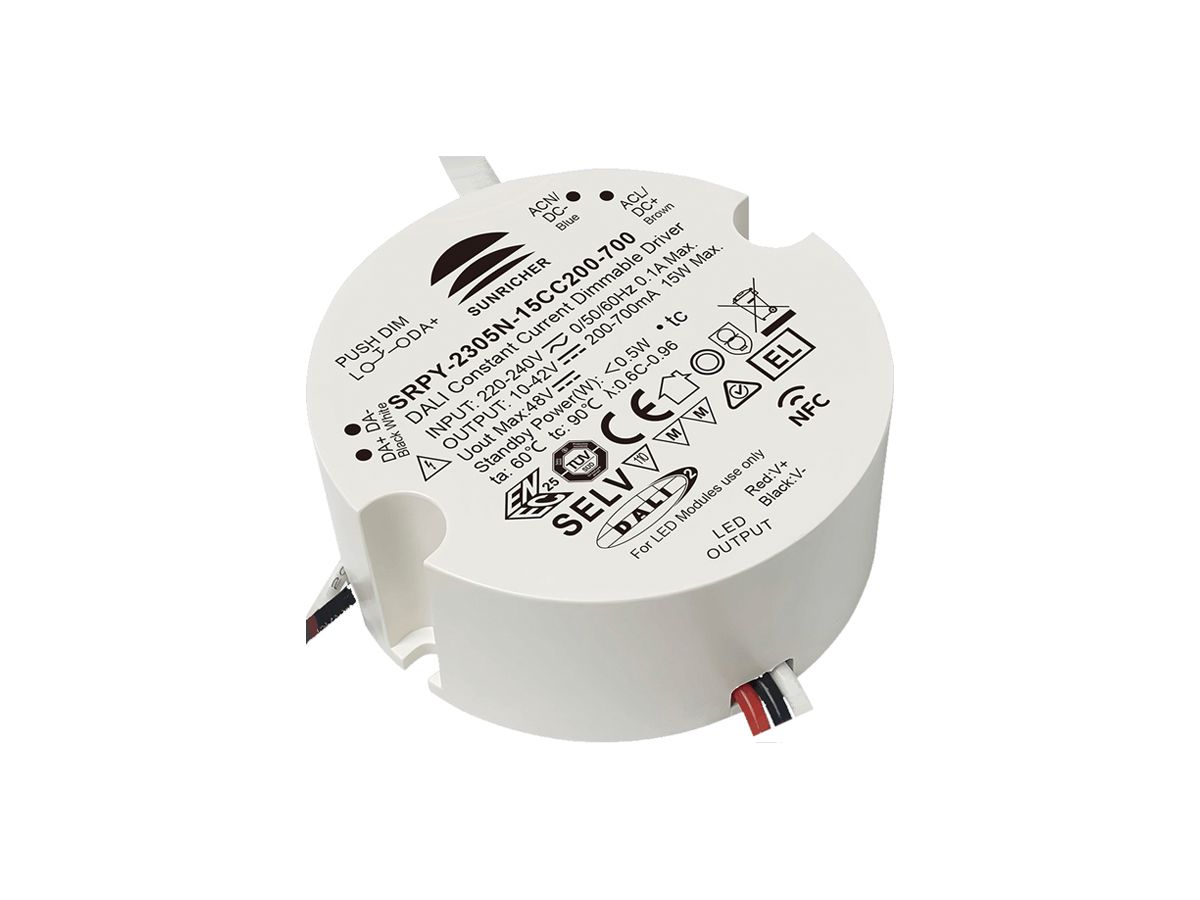 LED-Betriebsgerät SUNRICHER SRPY-2305N-15CC200-700 2…15W 10…42V 200…700mA DALI