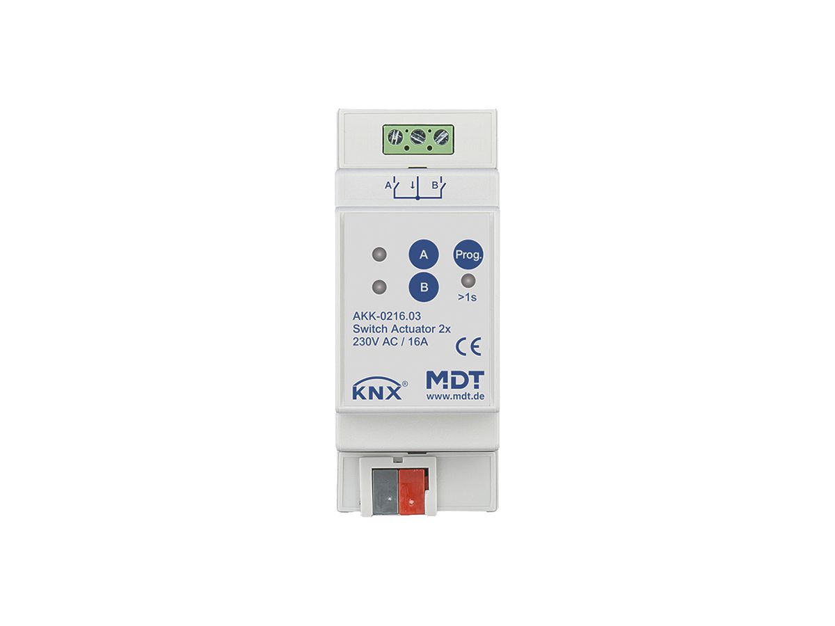 REG-Schaltaktor KNX MDT AKK-0216.03 2-Kan 16A 230VAC 2TE
