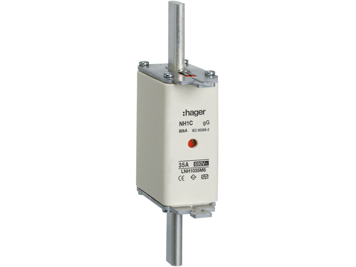 NH-Sicherung Hager DIN1 690VAC 35A gG/gL Doppelkennmelder rostfrei