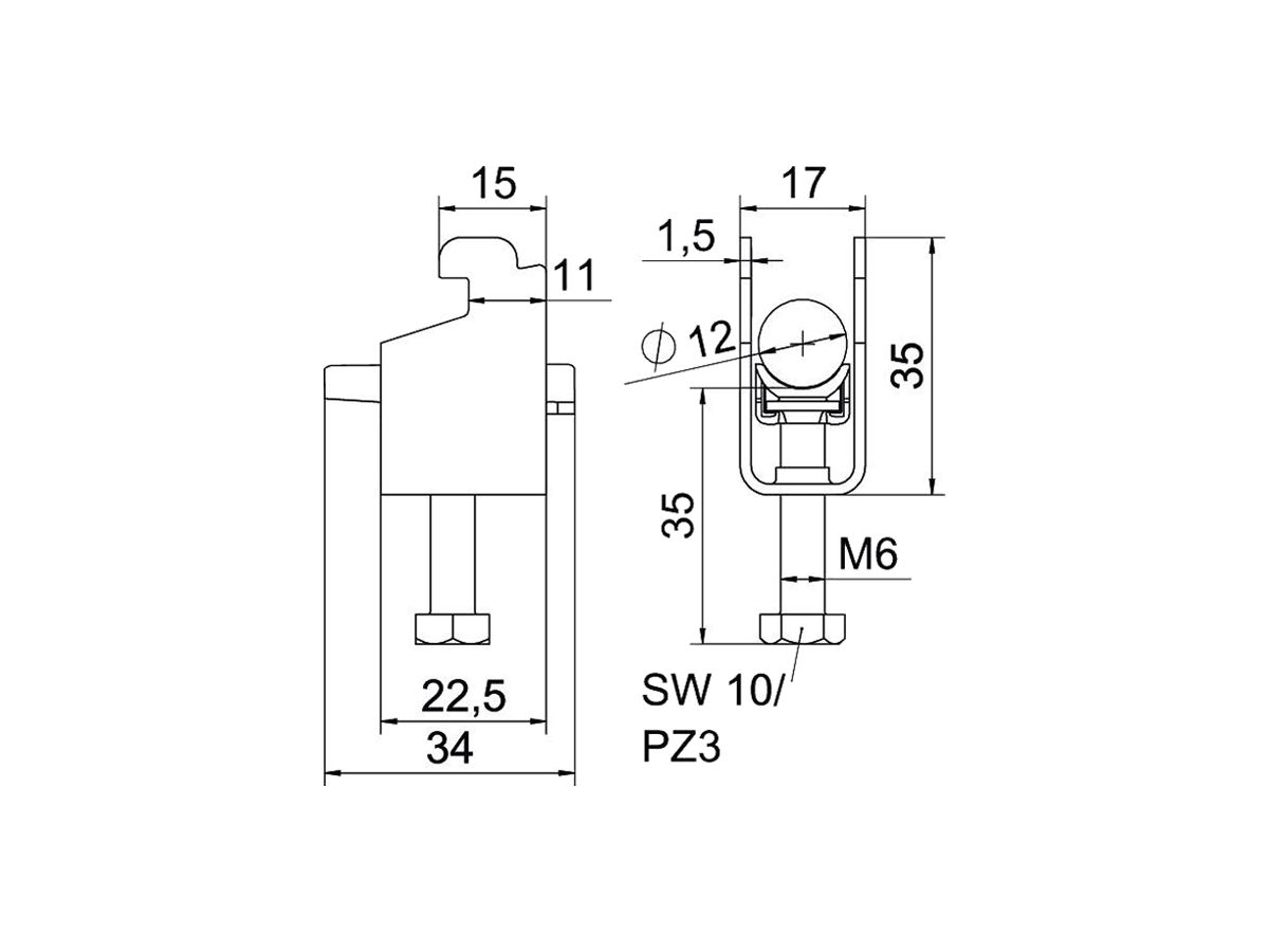 Schnellverleger BET 2056 N-Fuss Kunststoff 8…12mm 1×Kabel Stahl tfZn