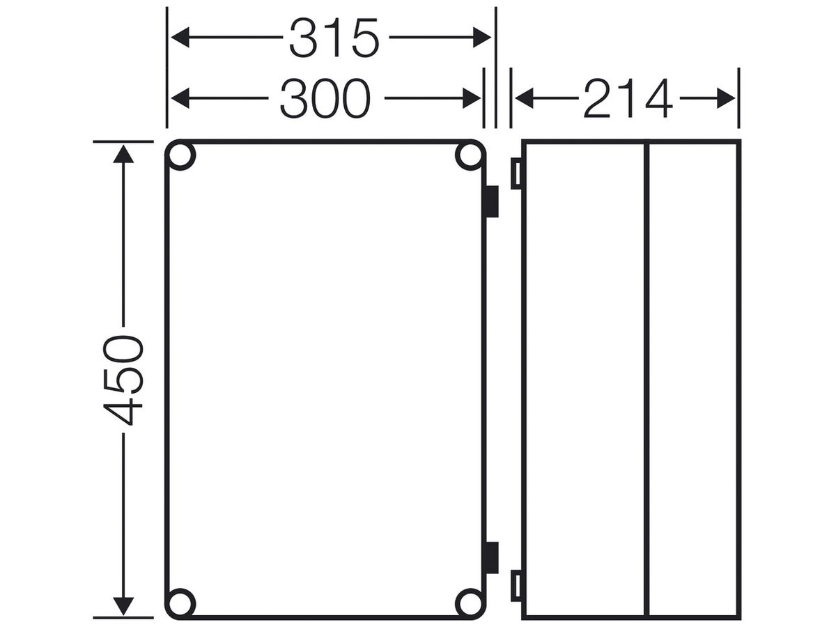 Apparategehäuse grau MI 9310 leer mit Deckel transparent, 450×300×214