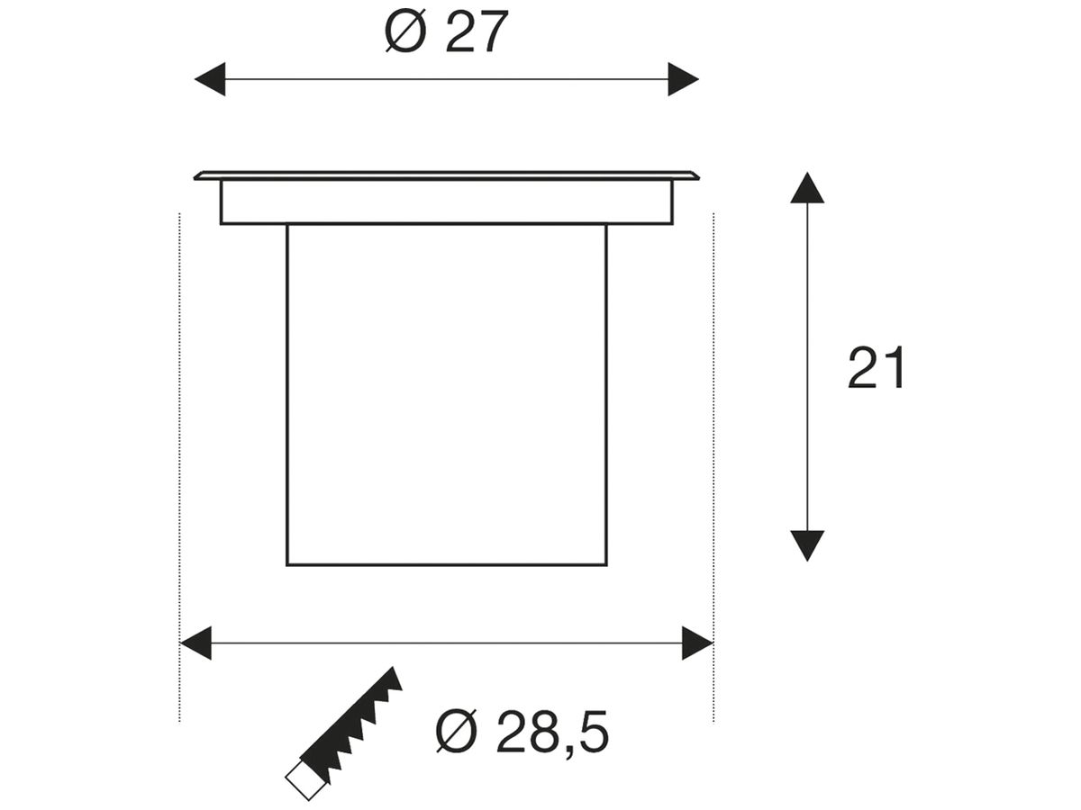EB-LED-Bodenleuchte SLV DASAR XL IP65 27W 2790lm 840 DALI Ø270 Edelstahl