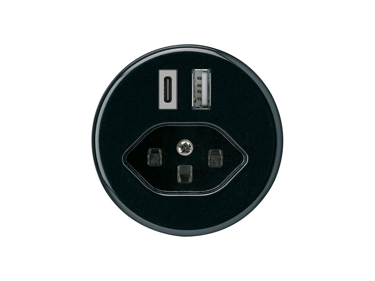 USB-Ladesteckdose basico 18W PD 1×Typ A 1×Typ C Typ 23 schwarz