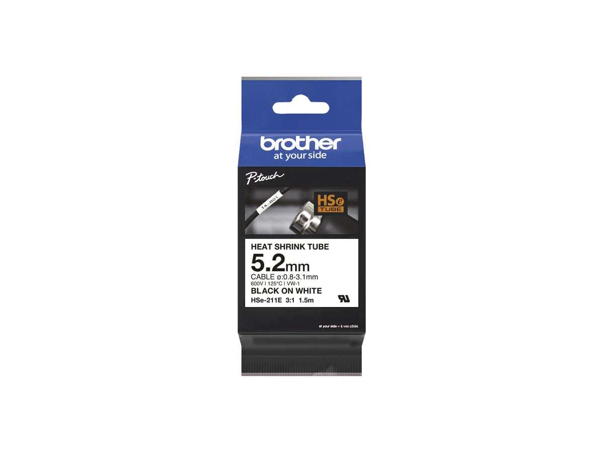 Schrumpfschlauch Brother HSE-211E 1.5m×Ø5.2mm für Kabel Ø3.1…0.8mm ws-sz