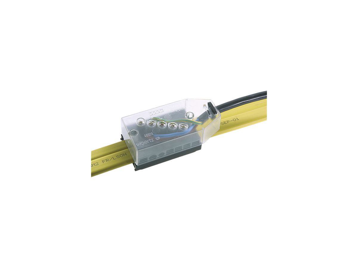 Abzweigdose Woertz für Flachkabel Technofil + 0.3m HF-K 3×1.5mm² L1NPE