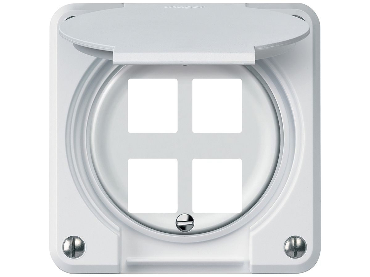 Montageset robusto gerade für 4 Buchsen 86×86mm weiss