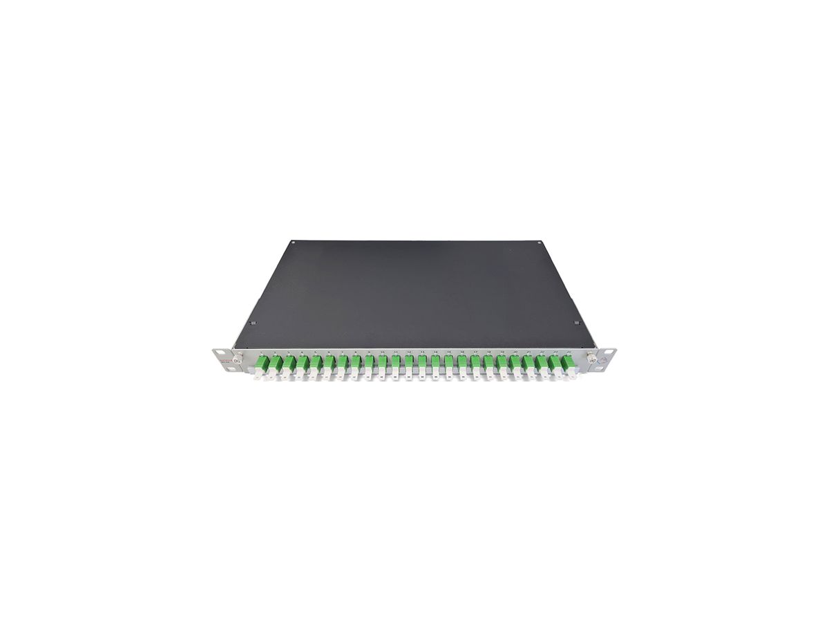 Spleissbox 19" Dätwyler OV-CH 24×LSH/APC grün OS2 vertikal 1HE Silber