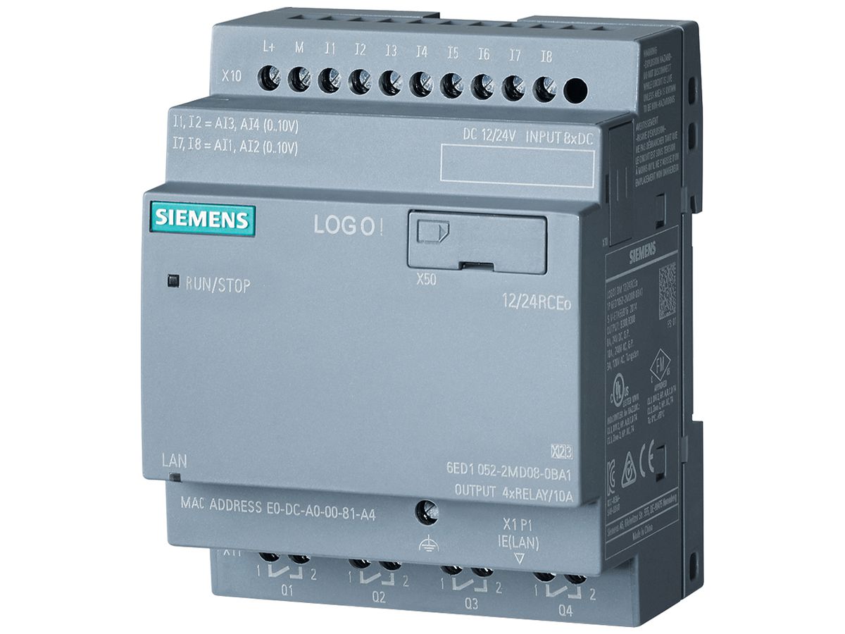 SPS-Logikmodul Siemens LOGO!8.3 12/24RCEO, 8DE(4AE)/4DA