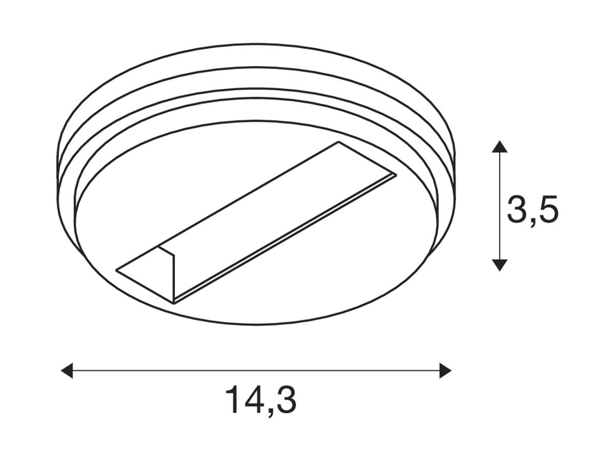 Punktauslass SLV S-TRACK 3~ DALI 220…240V Ø143×35mm schwarz