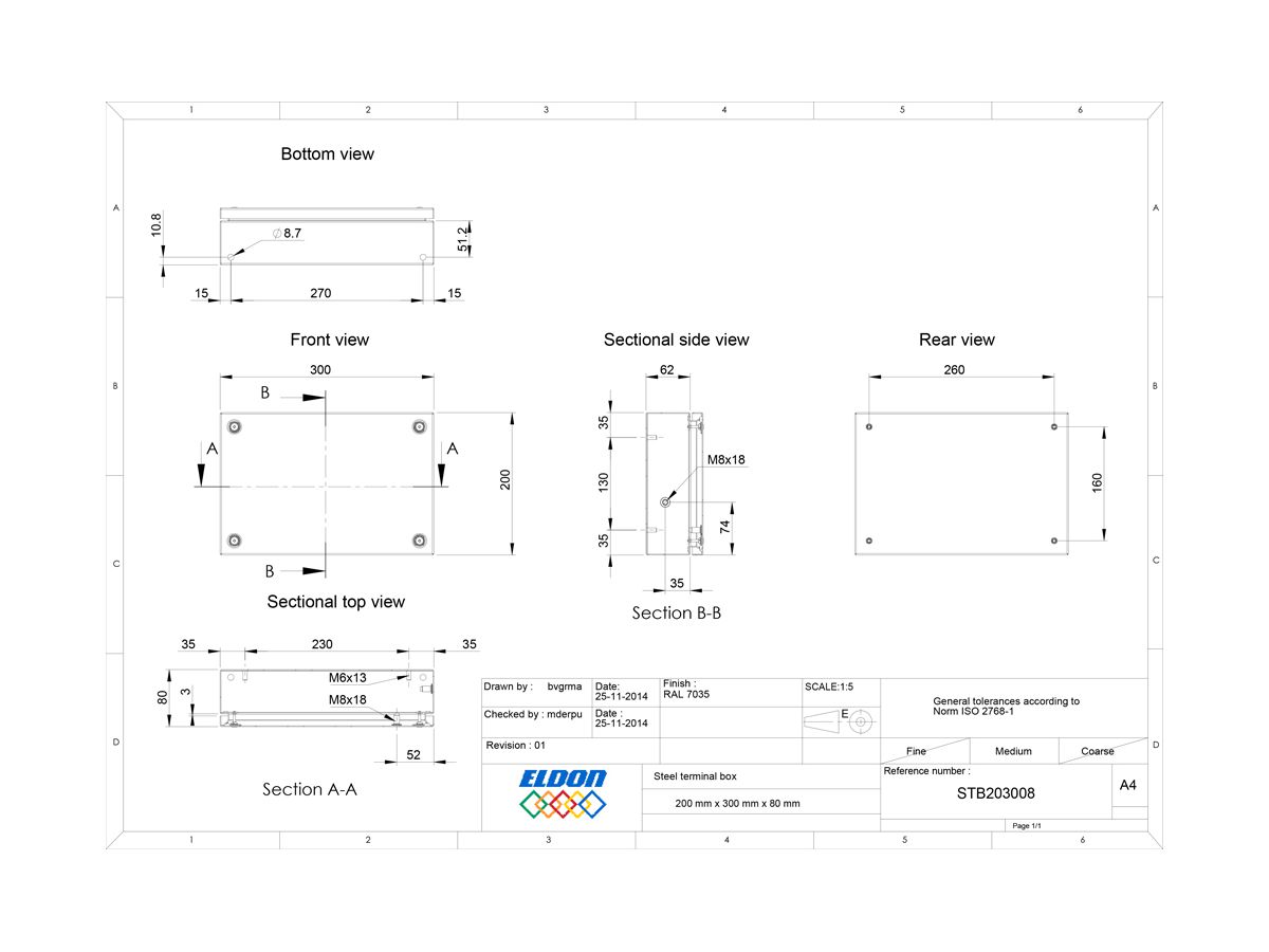 Klemmenkasten nVent HOFFMAN STB 300×200×80mm IP66 grau