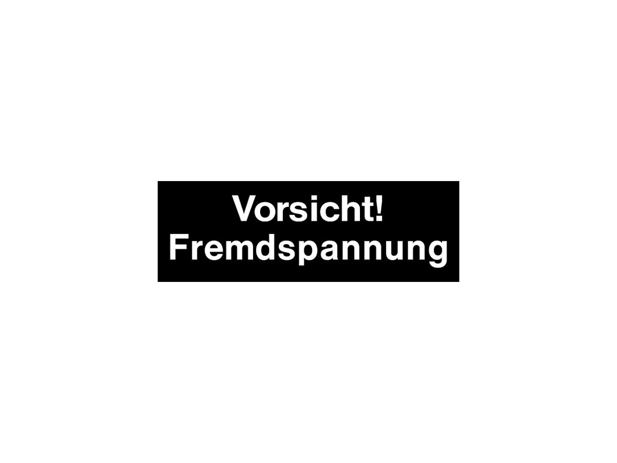 Warnaufkleber Vorsicht! Fremdspannung 60×20mm selbstklebend schwarz