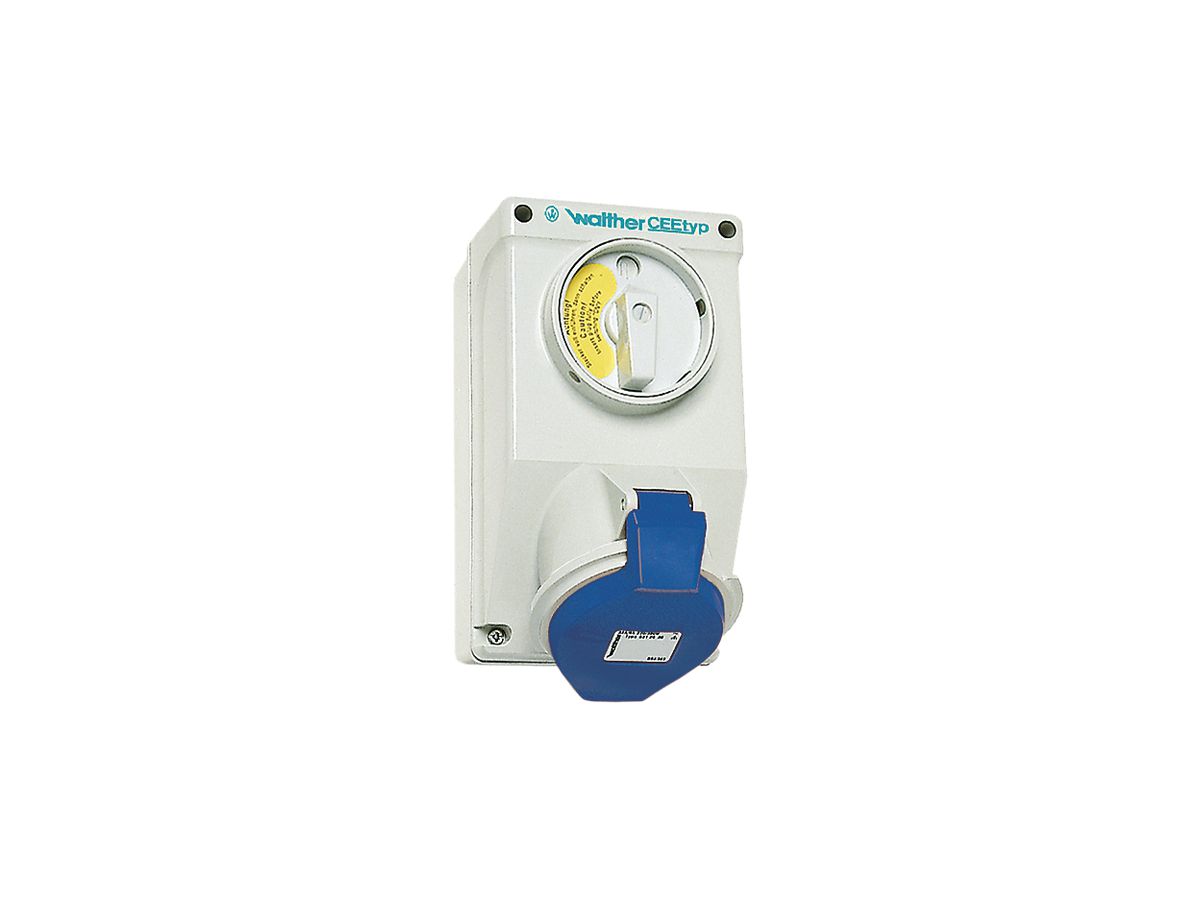 AP-Wandsteckdose CEEtyp 3L 16A IP44, 6h, Doppelverriegelung