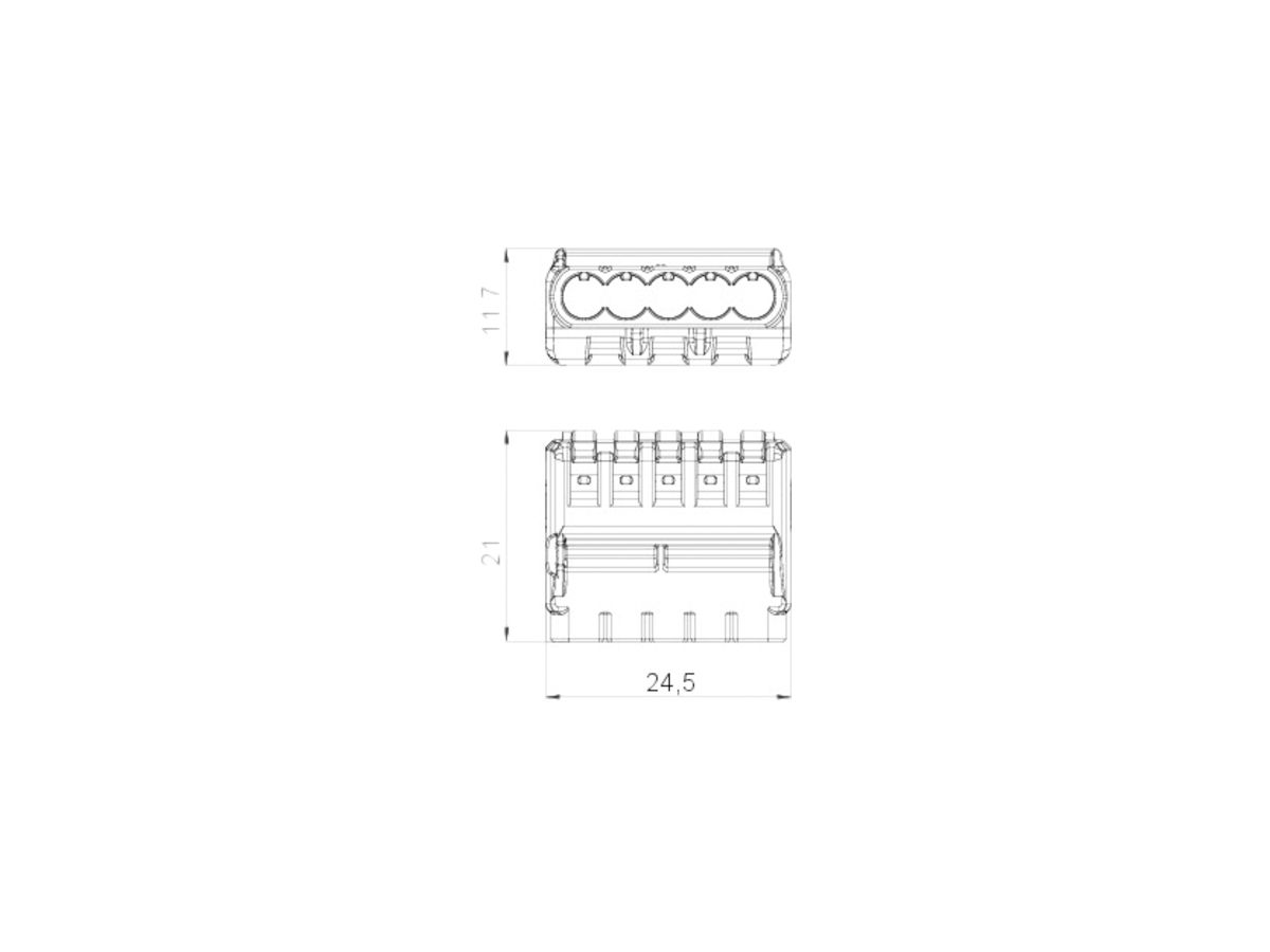 Verbindungsklemme Bettermann 5P 0.2…2.5mm² mit Betätigungshebeln transparent