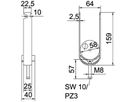 Schnellverleger BET 2056 H-Fuss Kunststoff 52…58mm 2×Kabel A2 1.4301