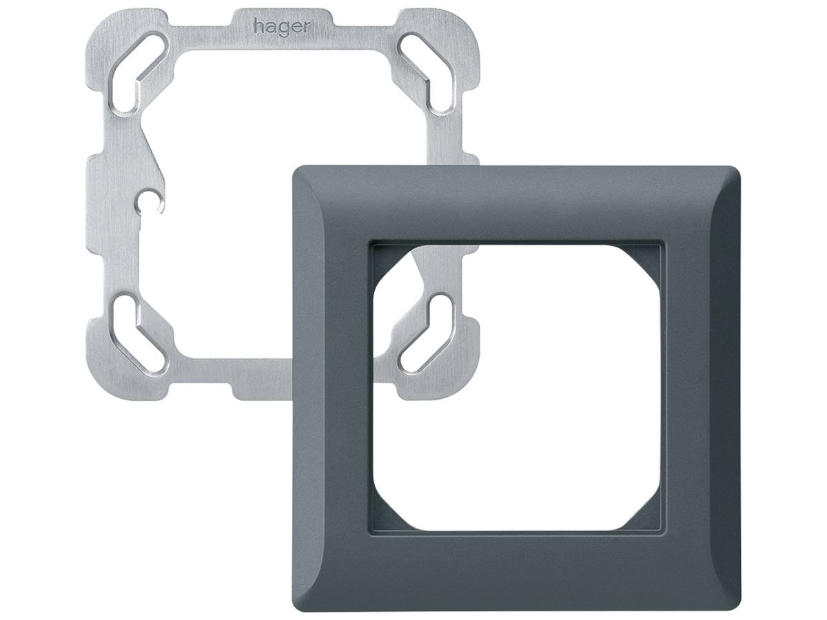 UP-Kopfzeile Hager kallysto.line 1×1 92×92mm anthrazit