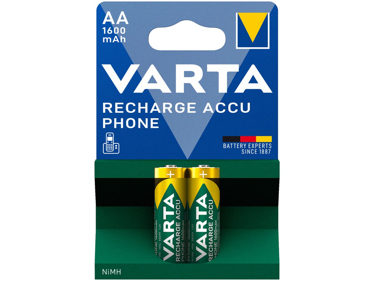 Akku VARTA Phone Power NiMH HR6/AA, 1.6Ah Blister à 2 Stück