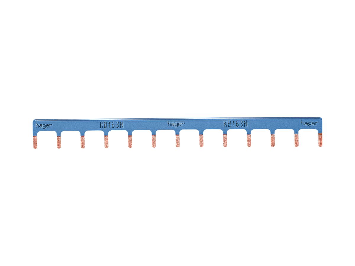 Phasenschiene Hager 1P 1L Stift 10mm² 63A 195×12mm blau