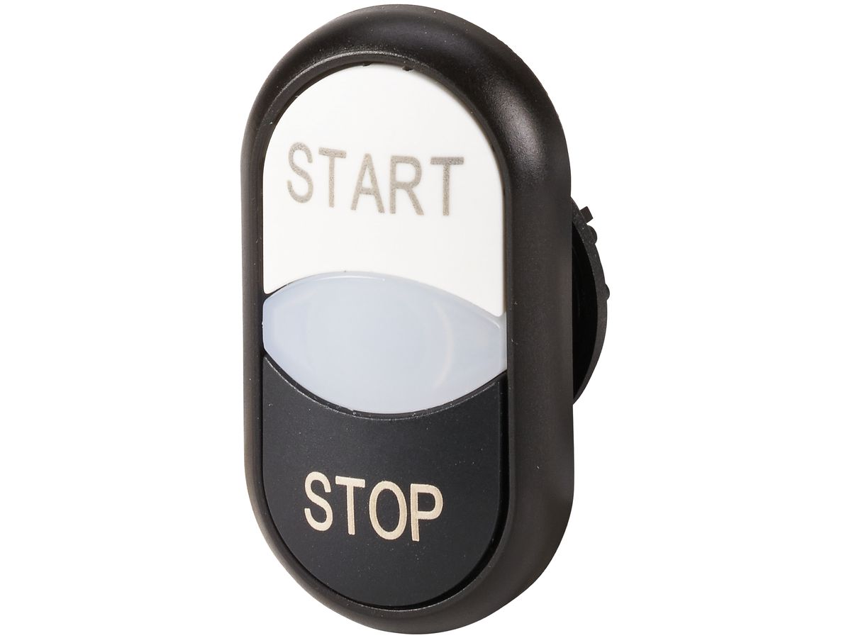 Doppeldrucktaste ETN RMQ flach START/STOP weiss/schwarz, Ring schwarz