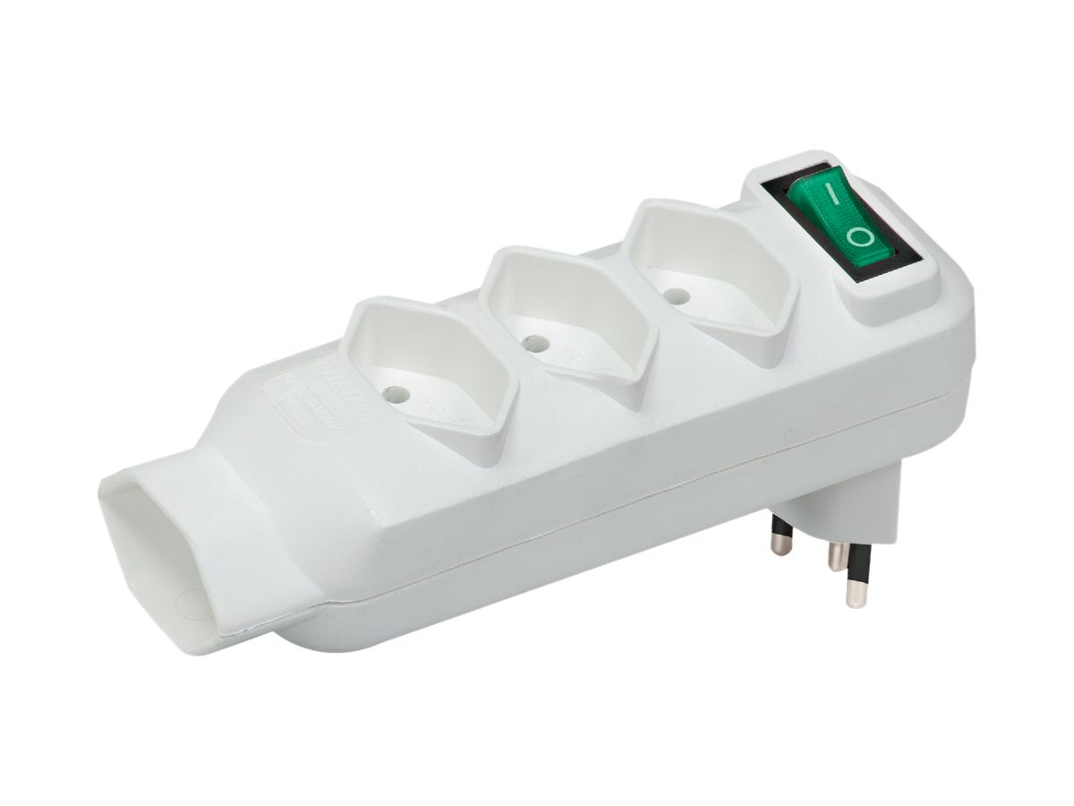 Mehrfachstecker drehbar 4×T13 weiss