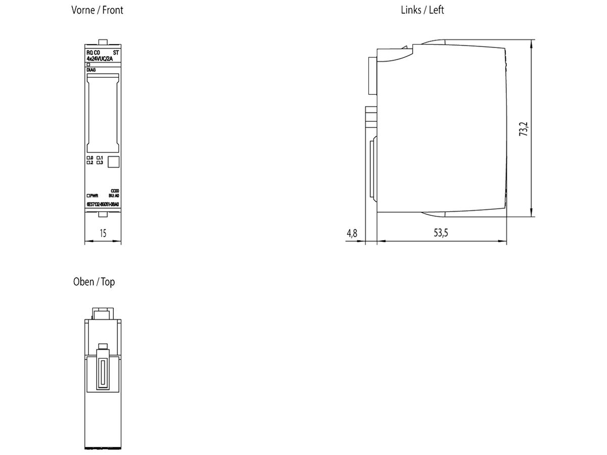 SPS-Relaismodul Siemens SIMATIC ET200SP RQ 4×24VDC/2A ST A0 CC00