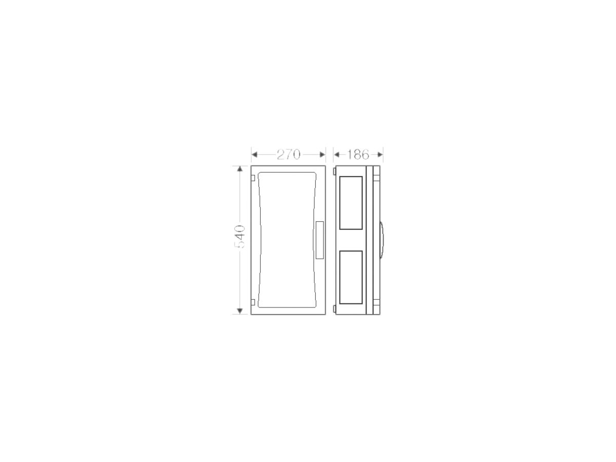 Apparategehäuse Hensel FP 0350 grau leer mit Türe offen 270×540×186mm