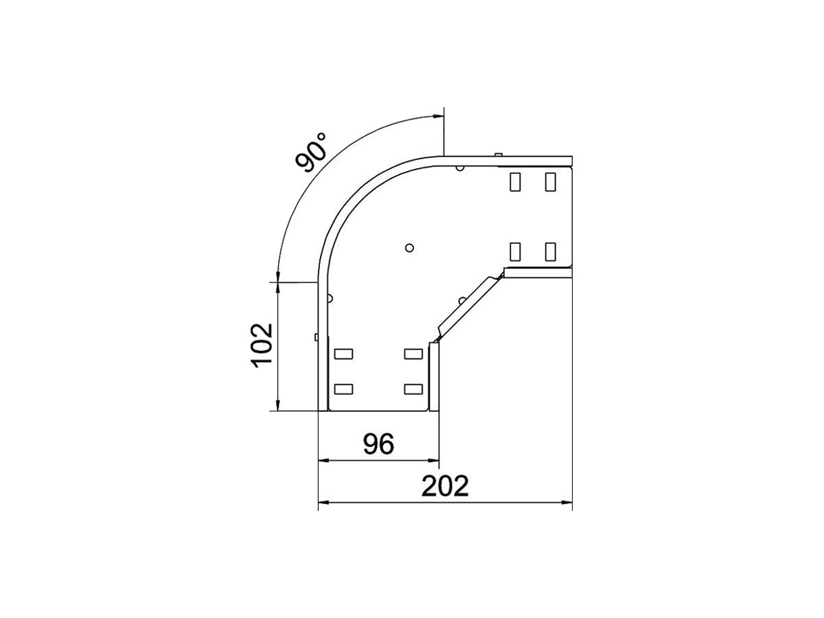 Bogen BET RB 90° 35×100mm Stahl feuerverzinkt