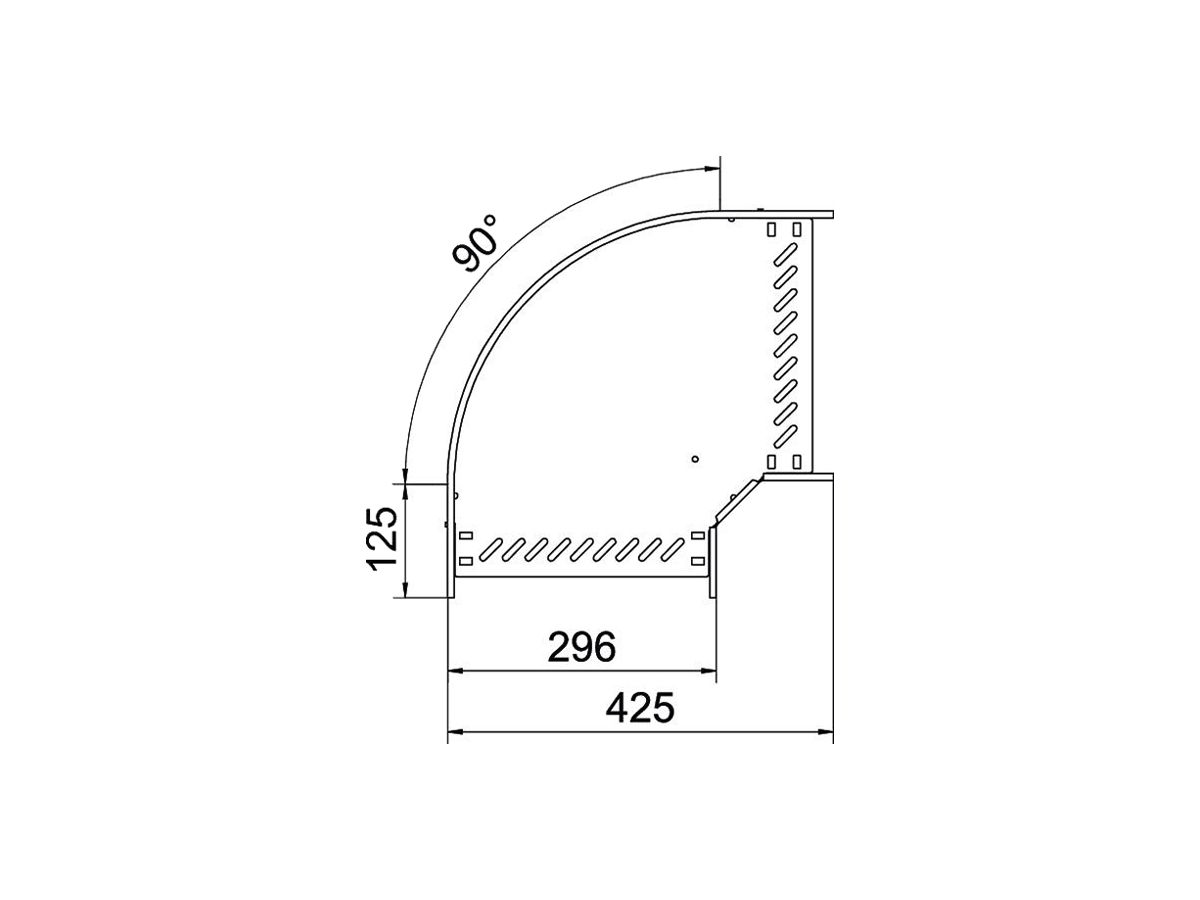 Bogen BET RB 90° 110×300mm Edelstahl A2 blank