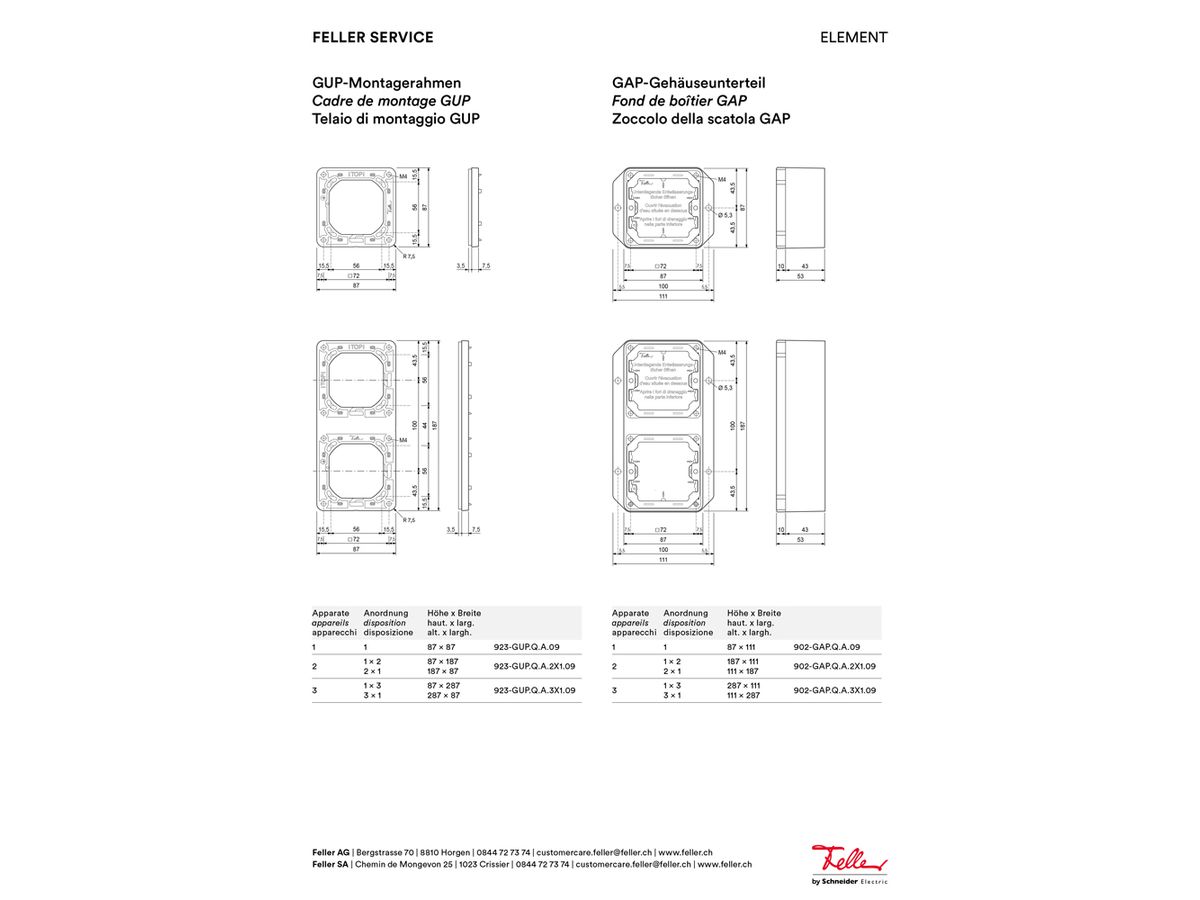 AP-Gehäuse ELEMENT SNAPFIX® 111×93×54mm 2×M20 alu