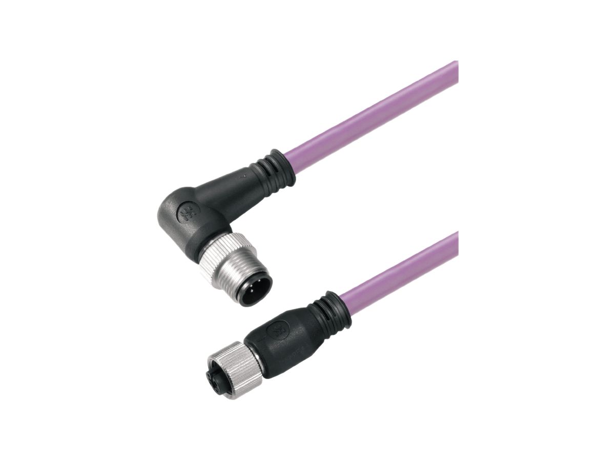 Kabel Weidmüller SAIL M12/M12 2L 3m Stift gewinkelt/Buchse gerade PUR violett