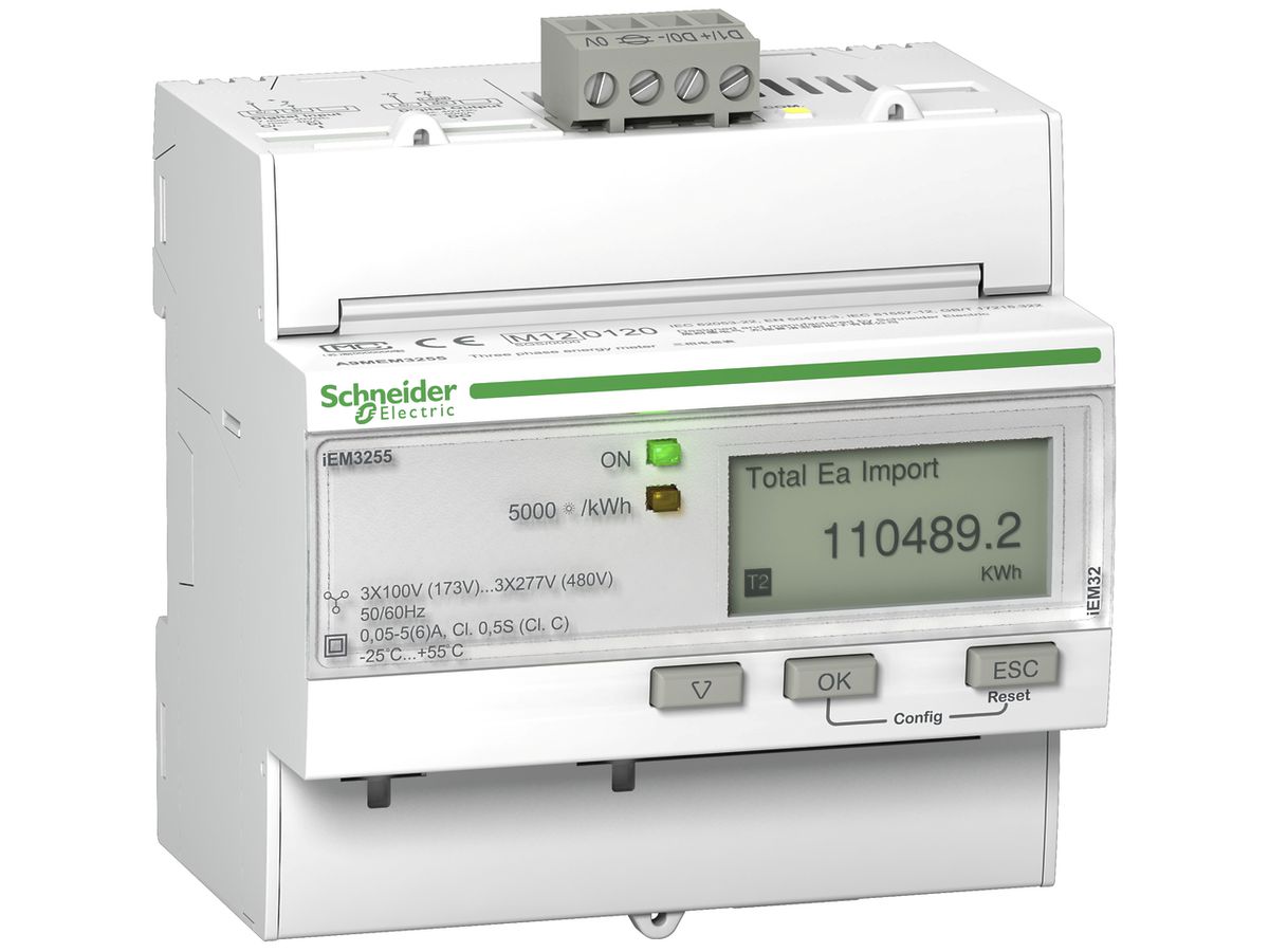 REG-Energiezähler Schneider Electric iEM3255 MID 3P+N Wandler Modbus Imp./Export