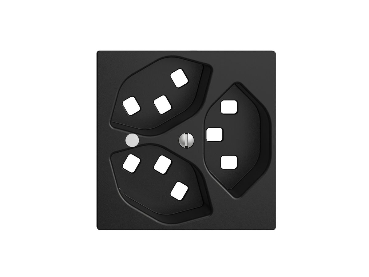 Frontset EDIZIOdue schwarz, 60×60mm 3×T23 mit Linse