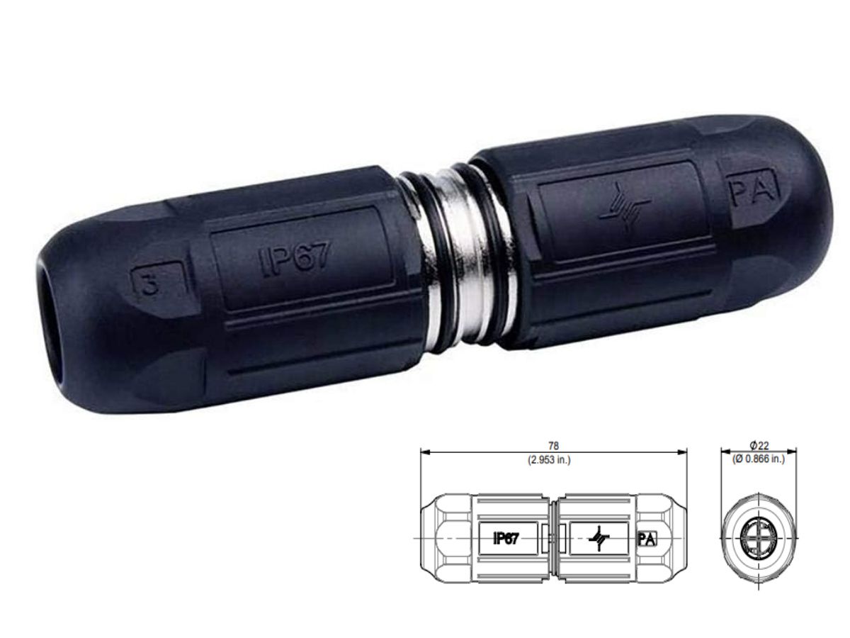Verbindungsmodul Cat.7A IP67 sw - 1000MHz, Klasse FA.