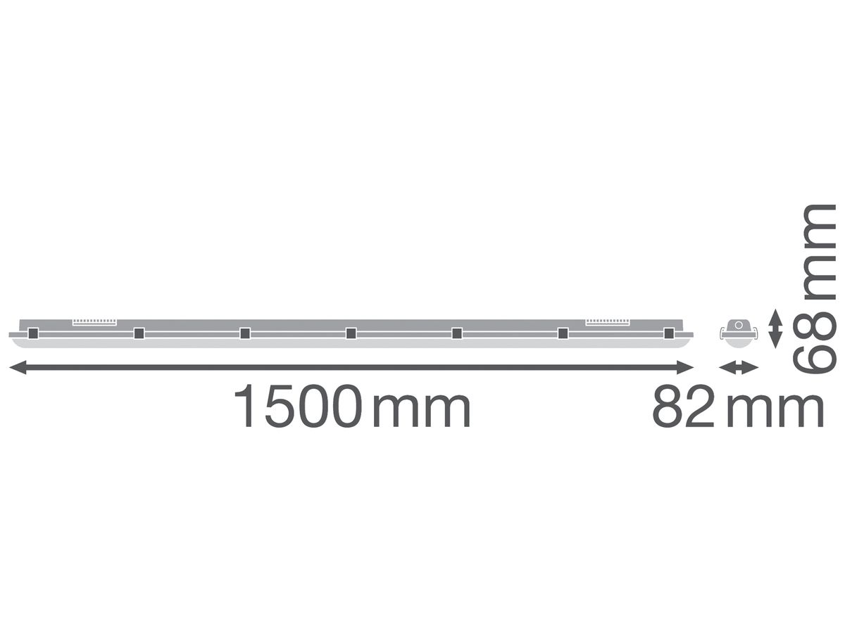 LED-Feuchtraumleuchte LEDVANCE DP EL 46W 6400lm 865 IP65 EM3h 1.5m grau