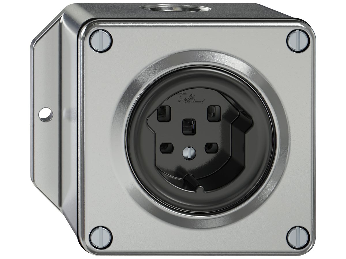 AP-Steckdose ELEMENT SNAPFIX® 1×Typ 25 16A 440V IP20 alu