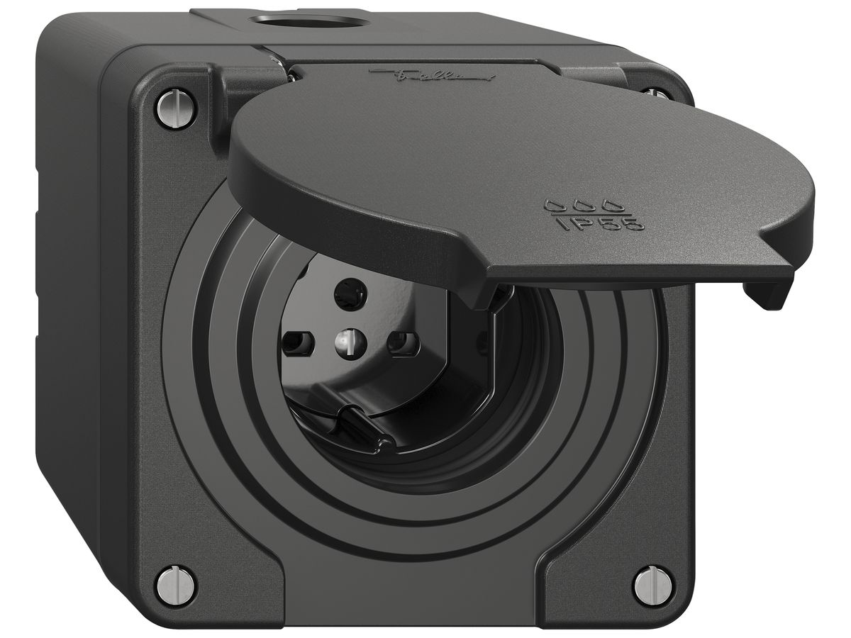 AP-Steckdose NEVO SNAPFIX® 1×T15 10A 440V 87×87×81mm IP55 sz