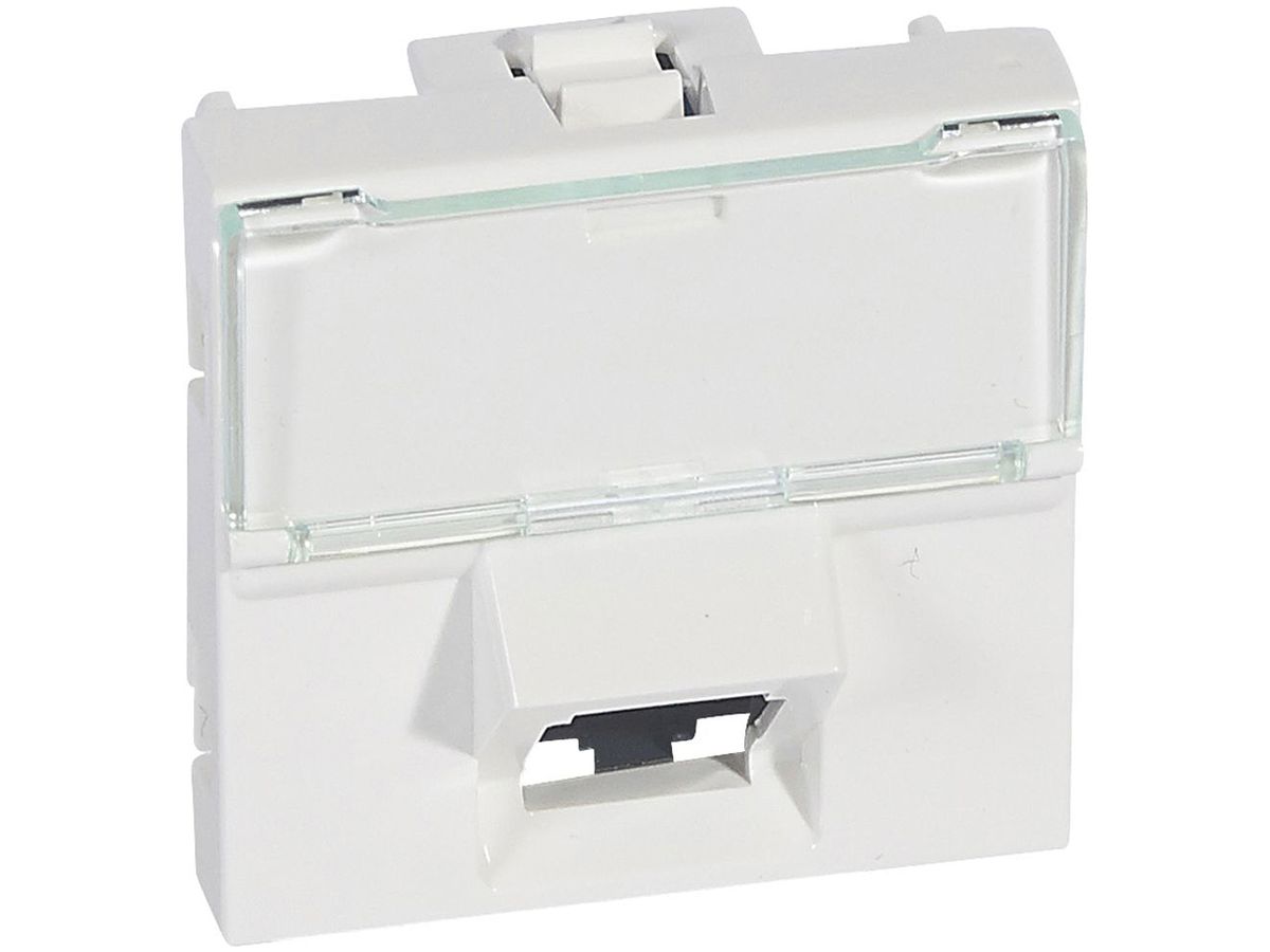 Anschlussdose MOS 1×RJ45 Kat. 6A UTP 45° 2 Module weiss