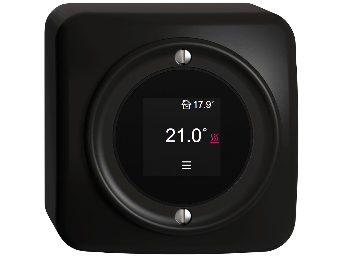 AP-Raumthermostat STANDARDdue SNAPFIX® 230VAC 4…30°C 76×76mm schwarz